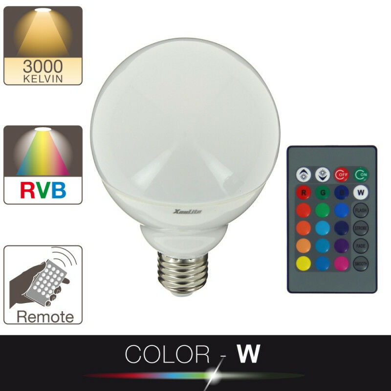 Xanlite - Ampoule LED Color - W, couleurs changeantes, culot E27, 11W cons.  (75W eq.), lumière blanc chaud ou RVB - SEBRVBRW