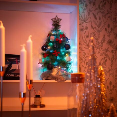 KOZii - Sapin de Noël KOZii, 60cm, avec sa guirlande LED connectée (3,5m), multimode d'éclairage, synchronisation musicale - KSL60RVBM