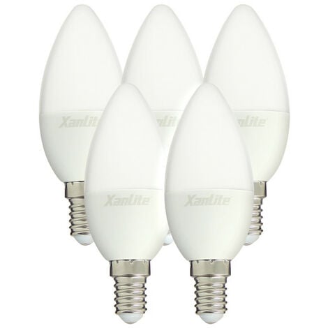 Lot x5 Ampoules LED flamme, culot E14, 5,5W cons. (40 W éq), lumière blanc  chaud