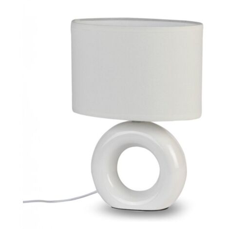 Lampe à poser DONUT en céramique Blanc, compatible culot E14, 40W