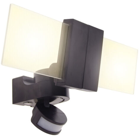 Projecteur mural PMMA 2 têtes 30W (2x15W), IP44, détecteur de mouvement, 2100 lumens, Blanc froid (1/5)