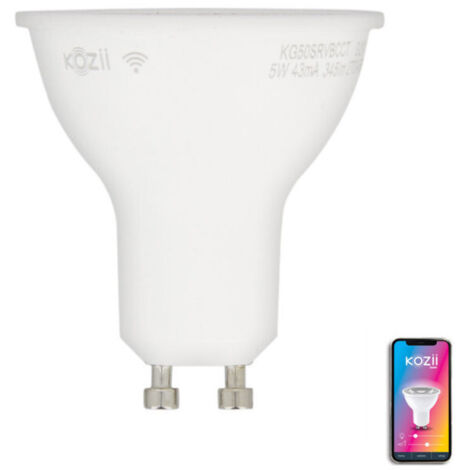 Ampoule LED GU10 connectée 5W – Variation de couleur 2700K à 6500K – Application Kozii – KG50SRVBCCT