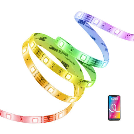 Ruban LED connecté 5m – Couleurs RGB – 20W, 200 lumens/m – Application Kozii WiFi – KLSBK5VBCCT (1/8)