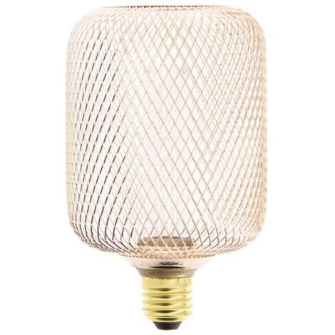 Ampoule Déco Cage Cylindre Cuivre, culot E27, Hologramme, Blanc chaud