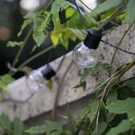 Guirlande Guinguette Solaire avec 15 Ampoules en Suspension Blanc
