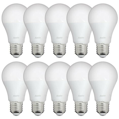 Lot de 10 Ampoules LED A60, culot E27, 9W cons. (60W eq.), lumière Blanc  Neutre