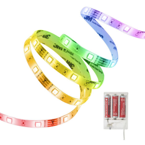 Xanlite – Ruban LED lumineux 1m RVB 345 lumens – Alimentation par piles – Intensité dimmable avec 8 modes – LSAK1PIRVB
