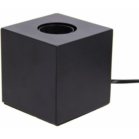 Xanlite - Lampe à poser cube en métal noir, compatible culot E27
