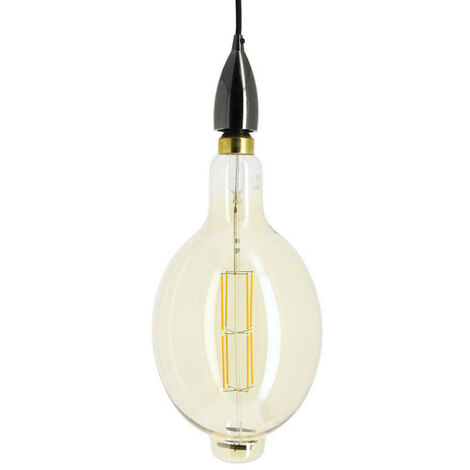 Ampoule vintage LED E27 dimmable source de lumière LED rétro filament,  verre ambré, 7 watts 670 lumens 2700 Kelvin blanc chaud, DxH 12,5x17,5 cm