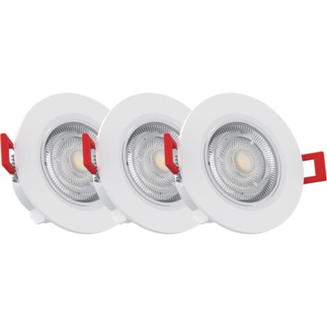 Lot de 3 Spots Encastrable LED Intégrés - Dimmable et Orientable - cons. 5W (eq. 50W) - 345 lumens - Blanc neutre