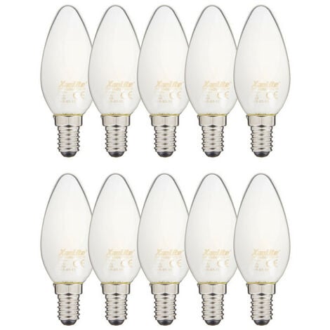 Lot de 10 Ampoules LED Filament B35, culot E14, 6,5W cons. (60W eq.), 2700K  Blanc