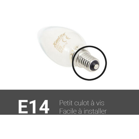 Ampoule LED Filament blanc chaud B35 avec culot E14, et conso. de 6,5W