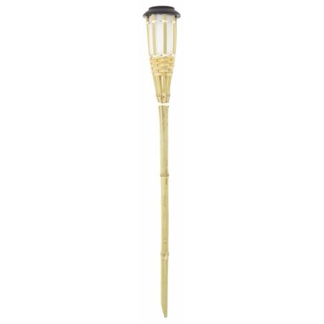 Xanlite – Balise solaire LED en bambou 74 cm – Indice IP44, lumière blanche chaude, autonomie 8h – SOBABAM