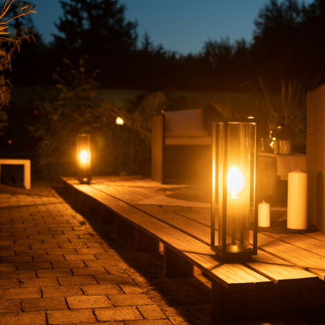 Xanlite - Borne filaire noire fumée contemporain IP44, culot E27, 40W max - LAME40WNMODF