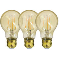 Lot de 3 Ampoules à filament LED A60, culot E27, 340 lumens, conso. 4W éq. 32W, Blanc chaud