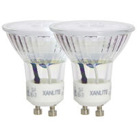 Lot de 2 ampoules LED spots au culot GU10, 5W cons. (50W eq.), lumière blanche chaude