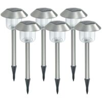 Xanlite – Pack de 6 balises solaires métal IP44 – Couleur RVB et blanc – Autonomie 8h – Avec batterie AAA – PACK6SO1017