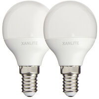 Xanlite – Ampoules LED E14 P45 – Lot de 2 – 470 lumens – Blanc chaud 2700K – 5.3W – Remplace 40W – PACK2EV470P