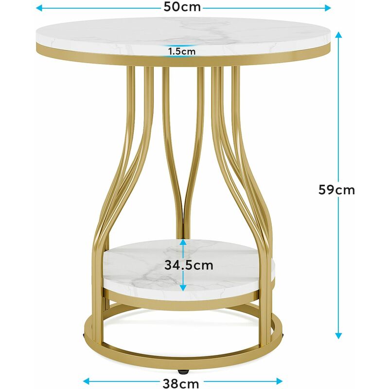 Table D'Appoint Ronde Dorée SMTBMS - Table à Cocktail Élégante Pour Salon Et Petits Espaces