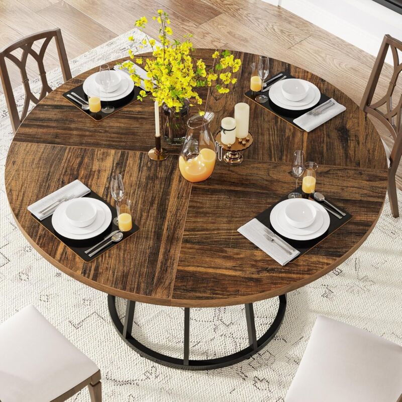 Table Ronde à Manger 80x80cm Avec Étagère Inférieure - Style Industriel - Pour Cuisine, Salon Ou Bureau - 7