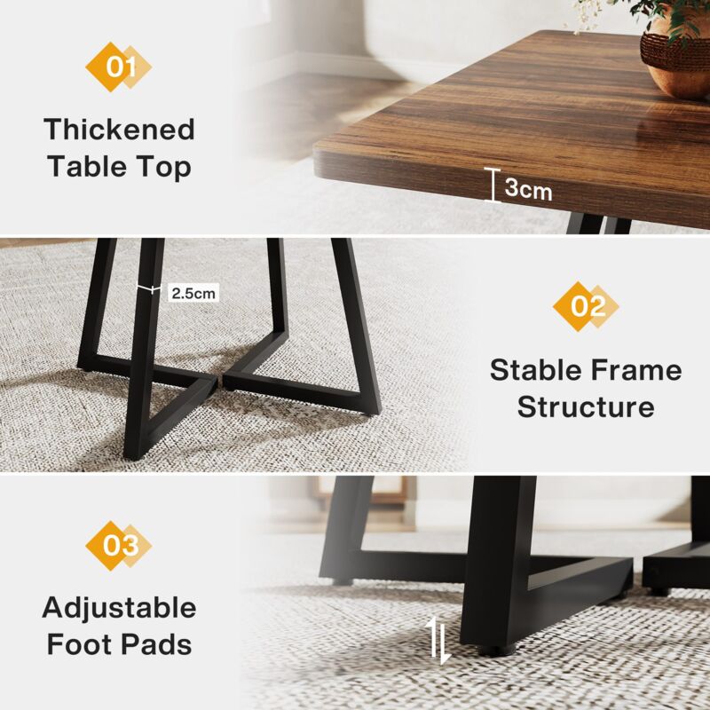 Table Ronde à Manger 80x80cm Avec Étagère Inférieure - Style Industriel - Pour Cuisine, Salon Ou Bureau - 6