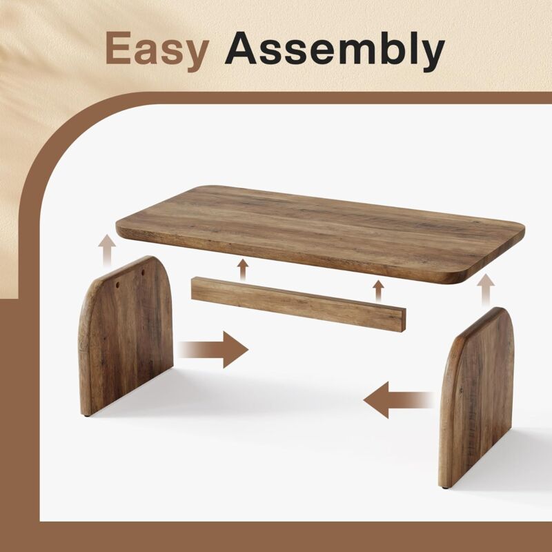 Table Basse Rectangulaire 130 Cm Bois - Style Ferme Rustique, Design à Lattes, Salon Séjour Bureau