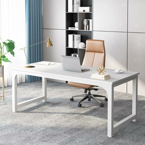 Tribesigns – Bureau droit pour ordinateur portable 180x80x75cm – Bois de particules E1 – Design grain de bois – Facile à monter pour télétravail