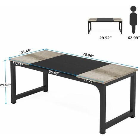 Tribesigns Bureau pour Ordinateur Portable,Table, Bureau d’étude pour Le télétravail, Poste de Travail pour Bureau, Chambre, Facile à Monter (Gris Vintage/Noir, 180 x 80 x 75 cm)