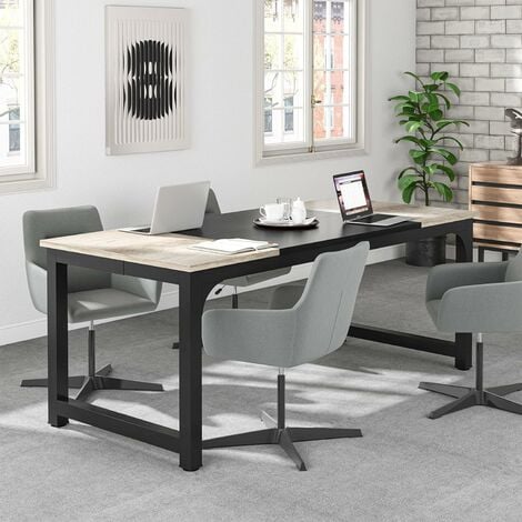 Tribesigns Bureau pour Ordinateur Portable,Table, Bureau d’étude pour Le télétravail, Poste de Travail pour Bureau, Chambre, Facile à Monter (Gris Vintage/Noir, 180 x 80 x 75 cm)