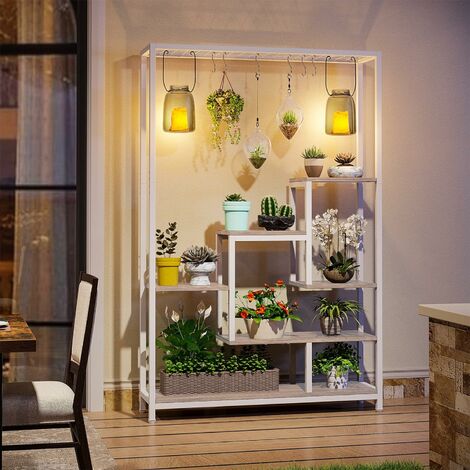Meuble Plante Support De Plantes D'intérieur 5 Niveaux - Étagère D'angle Métallique Pour Salon, Balcon, Blanc Support Pots Fleurs