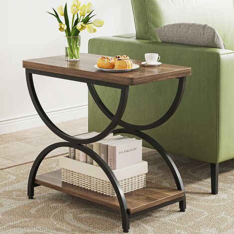Table d'appoint 2 niveaux Transparent et noir 38cm Verre trempé GHR47976