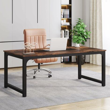 Tribesigns Bureau Informatique, Bureau pour Ordinateur Portable, Table d’étude, Bureau d’étude pour Le télétravail, Poste de Travail pour Bureau, Chambre, 180 x 90 x 77 cm, Marron Rustique