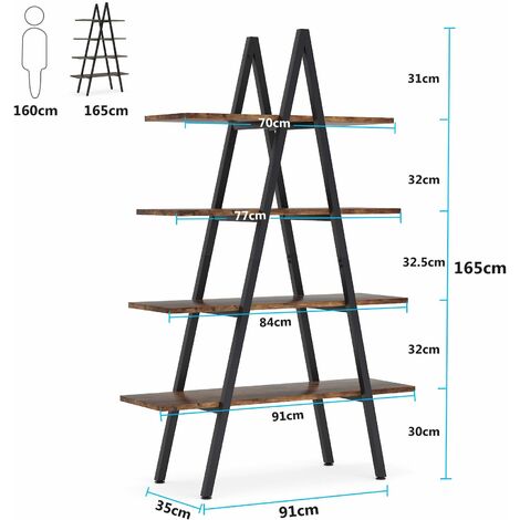 Furologee Étagère échelle étroite à 5 Niveaux Avec Tiroir, 140 Cm