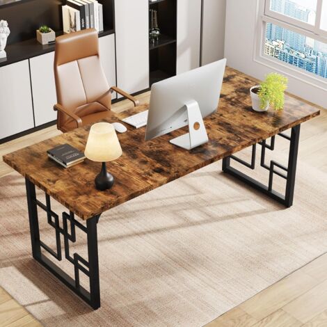 Tribesigns Bureau, Bureau d’étude pour Ordinateur Portable 160 cm, Table de Bureau pour Le Bureau, la Chambre à Coucher, Le Bureau à Domicile, Design Industriel, Structure métallique, Marron Vintage