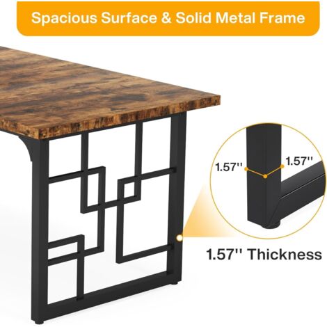 Tribesigns Bureau, Bureau d’étude pour Ordinateur Portable 160 cm, Table de Bureau pour Le Bureau, la Chambre à Coucher, Le Bureau à Domicile, Design Industriel, Structure métallique, Marron Vintage