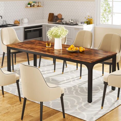 Table Salle à Manger Industrielle 160x80cm - Style Rustique | Pour 6-8 Personnes | Bois Et Métal