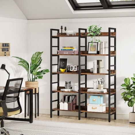 Tribesigns Bibliothèque à 5 niveaux, bibliothèque étagère 180 x 120 cm, étagère à livres autoportante double largeur pour le rangement et l'affichage, étagères en bois et métal pour le salon