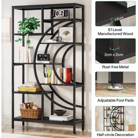 Furinno Pasir Étagère Bibliothèque Ouverte 10 Niveaux – Design Minimaliste Bois Noir, Rangement Livres & Déco Jusqu'à 200 Cm Haut