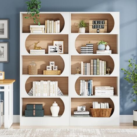 Tribesigns Bibliothèque moderne à 5 niveaux, 180 cm de haut, bibliothèque autoportante avec étagères de rangement, grande bibliothèque ouverte en bois pour chambre à coucher, salon, bureau