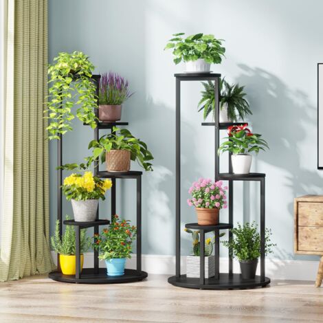 Support Pour Plantes Présentoir Avec étagères En Métal 3 Niveaux Forme