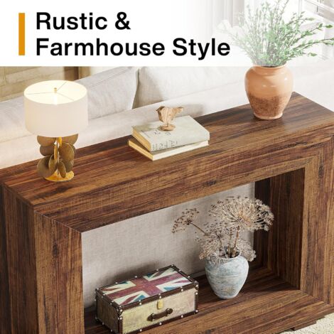 Table Console Industrielle 120 Cm - 4 Niveaux, étagères Ouvertes - Pour Couloir, Salon, Derrière Canapé - 7