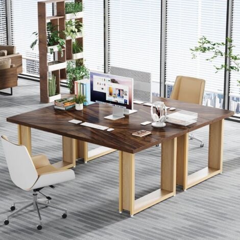 Tribesigns Bureau 160cm, Table de Bureau Simple en Bois Grandes Tables D'Ordinateur Bureau Brun Rustique Bureau d'affaires