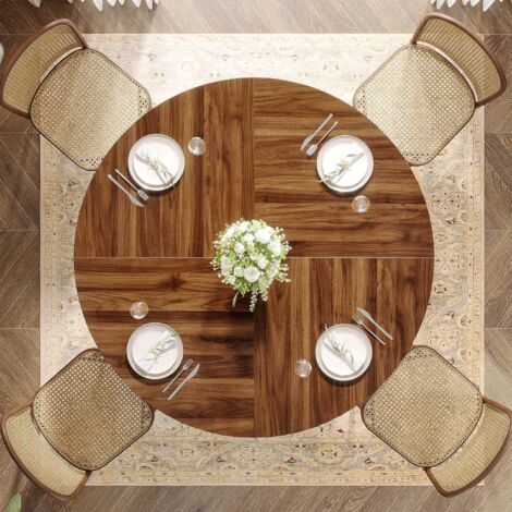 Table à Manger Ronde 80x80x75 Cm Avec étagère - Style Industriel Marron - Pour 2-4 Personnes, Cuisine, Bureau