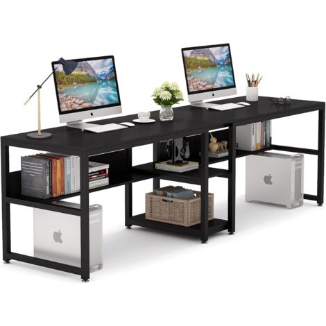 Support Pour Double écran De Bureau Avec Tiroir Et Porte-stylos - Rehausseur écran, Organisateur, Couleur Noir