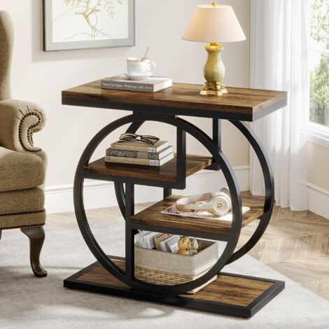 Tribesigns Table d'appoint étroite à 3 niveaux de style industriel, Table de chevet pour petits espaces main image 0