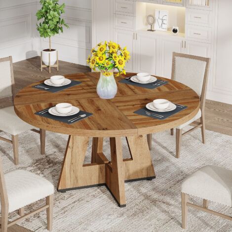 Table Ronde 80 Cm 4 Personnes Tribesigns Table Ronde 80 Cm à 2 Niveaux, Style Rustique Avec Pied Metal Pour 2 4 Personnes 99143713 Table à Manger