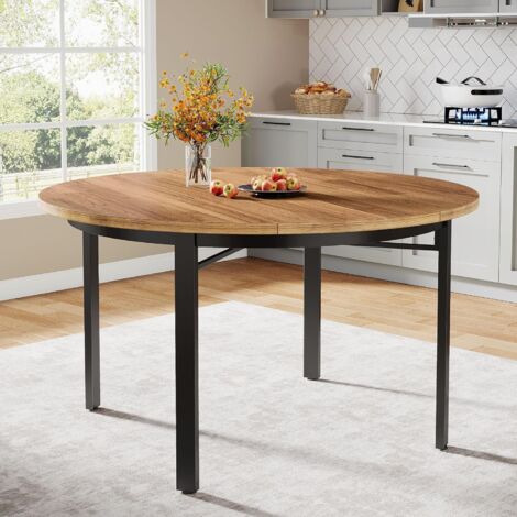 Tribesigns Table à manger ronde pour 4 à 6 personnes, 120 cm, table de cuisine avec pieds en métal solide, table à manger circulaire pour salle à manger, cuisine