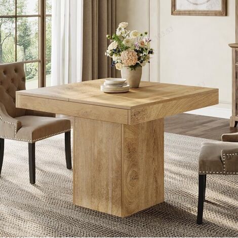 Tribesigns – Table à manger carrée 100x100 cm pour 4 personnes – Plateau épais en bois d'ingénierie – Design minimaliste pour petits espaces – Marron clair