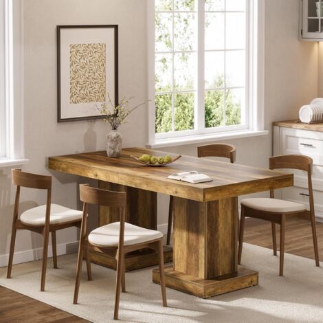 Table De Salle à Manger Carrée 80x80 Cm Tribesigns - Style Ferme Rustique, Plateau épais 7,5 Cm, Pour 4 Personnes