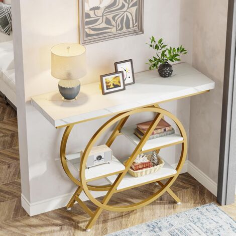 Tribesigns Table Console 140 Cm Vintage – Meuble D'Entrée Industriel Avec Plateau Épais 10 Cm, Cadre Métal Noir, Style Rustique Brun Pour Salon Et Couloir